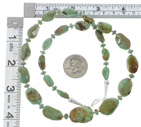 Navajo Sterling Silver Kingman Turquoise Bead Necklace AX85149